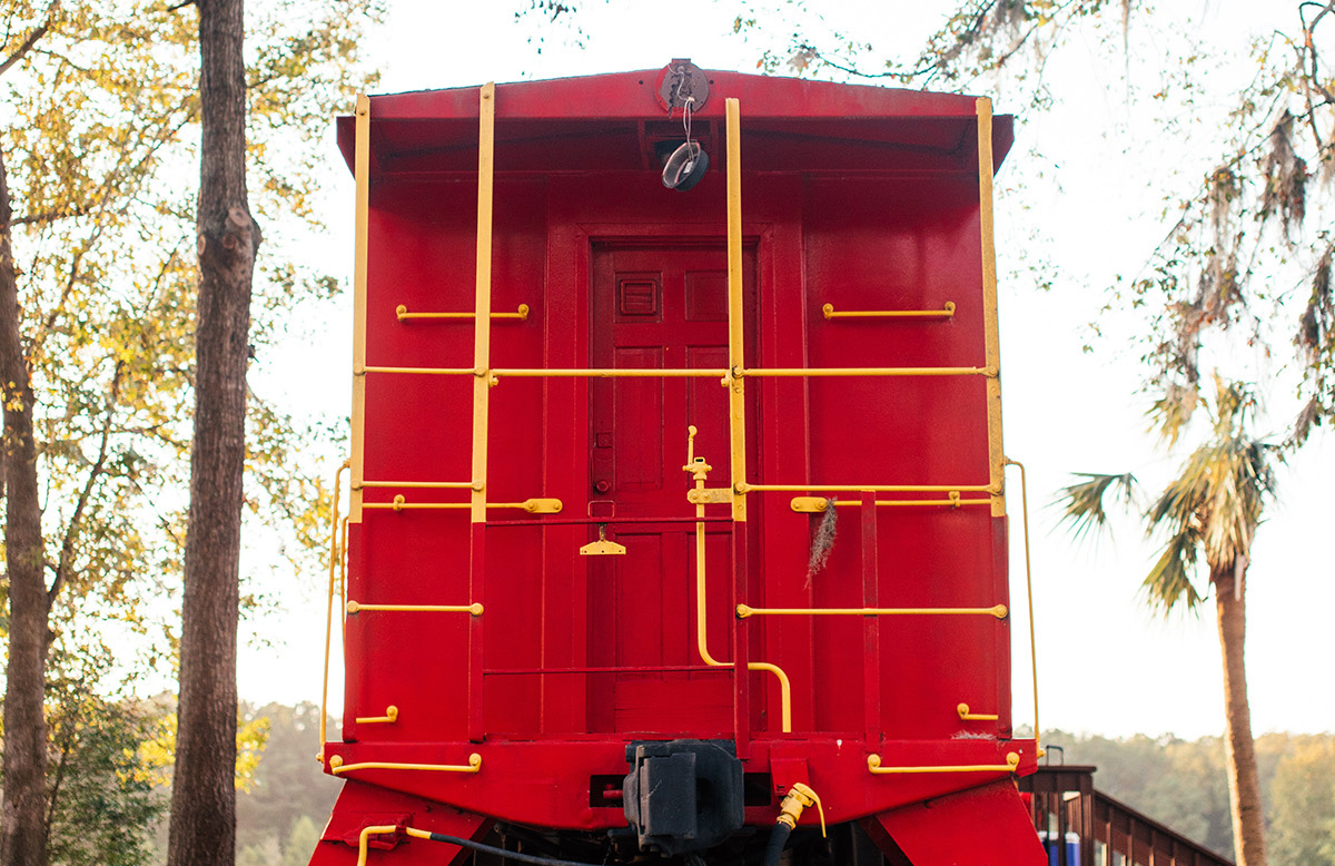 a red train caboose